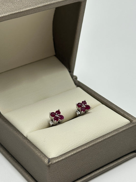 Pendientes Diamante y Ruby natural