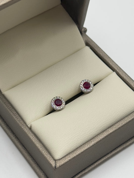 Pendientes Diamante y Rubí natural