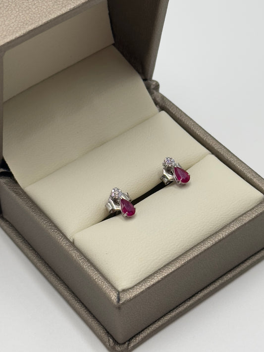 Pendientes Diamante y Rubí natural
