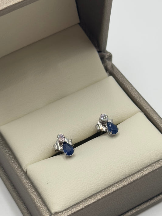 Pendientes Diamante y Zafiro natural