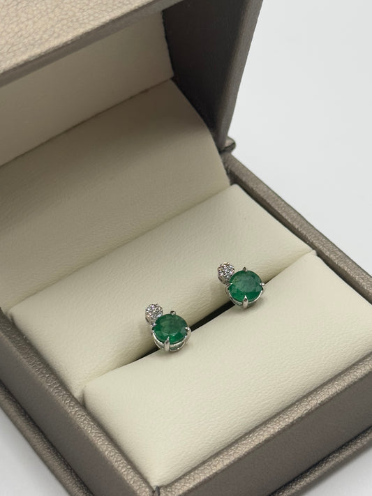 Pendientes Esmeralda y Diamante natural