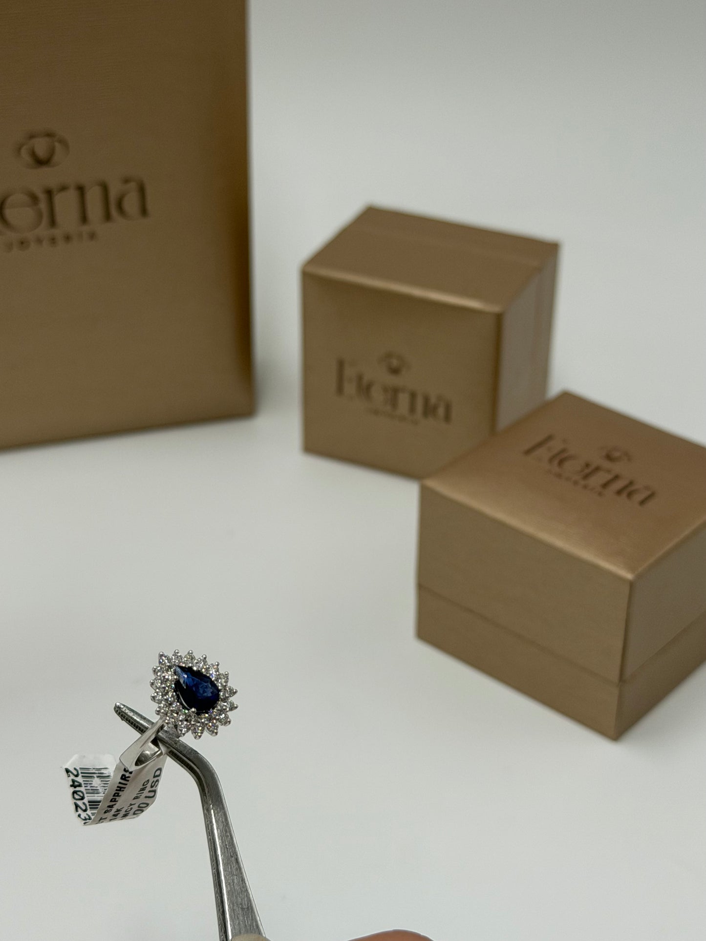 Anillo Zafiro con Diamante 14k