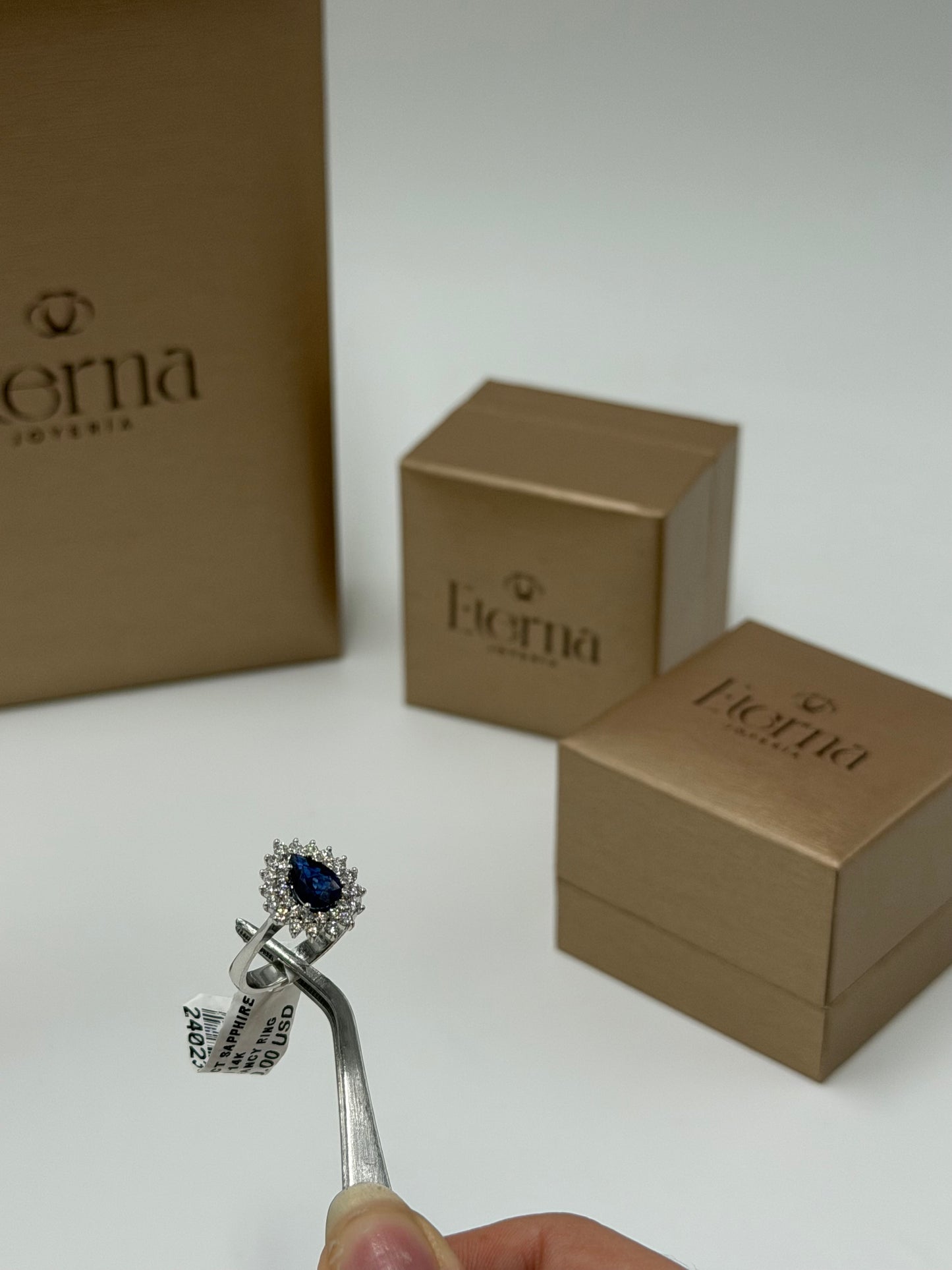Anillo Zafiro con Diamante 14k