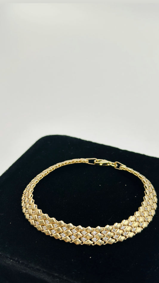 Pulso de oro de 10k tejido de rombos