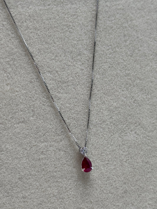 Collar Diamante y Rubí natural