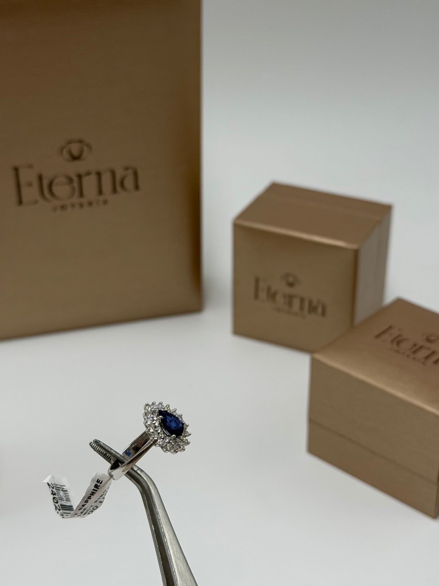 Anillo Zafiro con Diamante 14k
