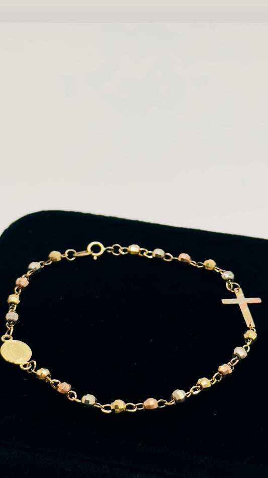 Pulso de oro 10k tejido rosario