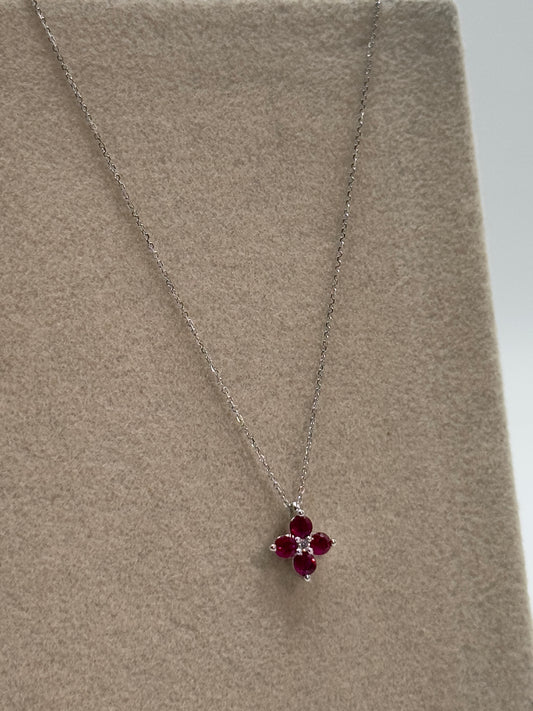 Collar Diamante y Rubí natural