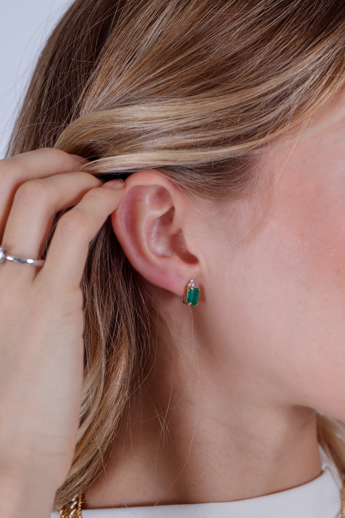 Pendientes Diamante y esmeralda natural