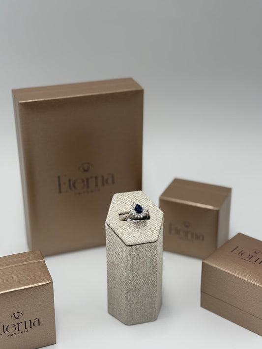 Anillo Zafiro con Diamante 14k