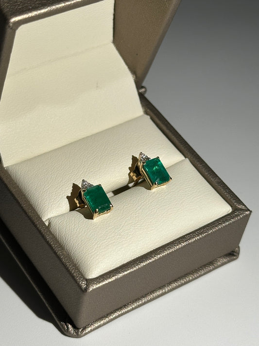 Pendientes Diamante y esmeralda natural