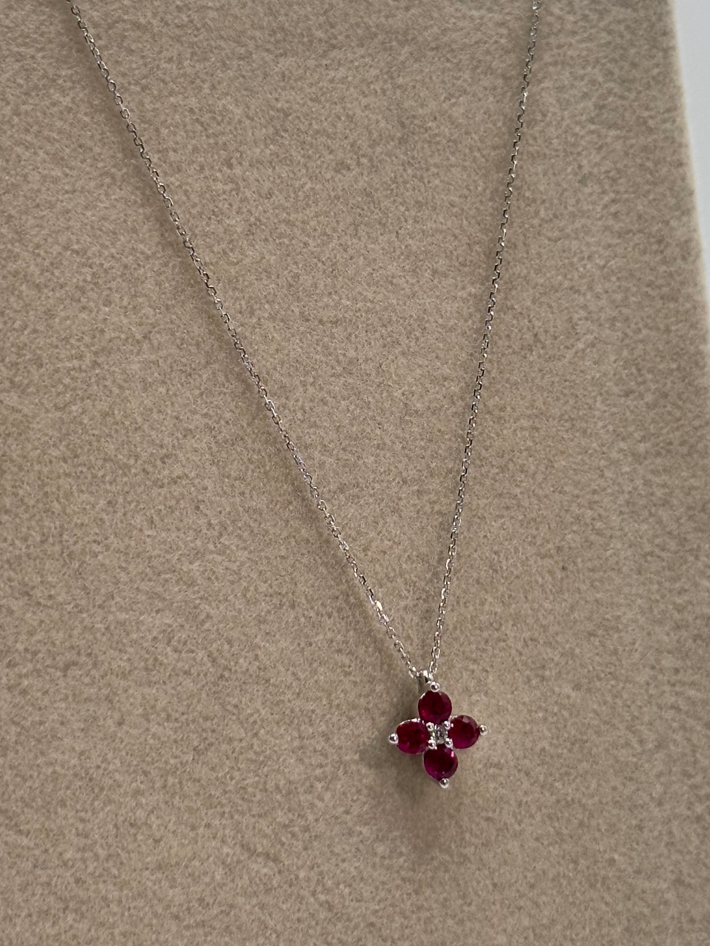 Collar Diamante y Rubí natural
